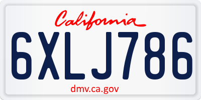 CA license plate 6XLJ786