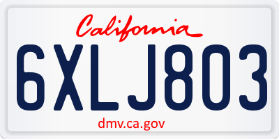 CA license plate 6XLJ803