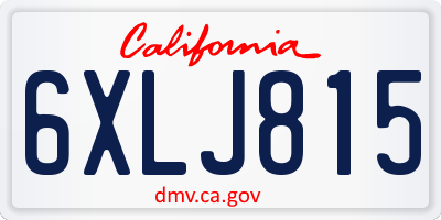 CA license plate 6XLJ815