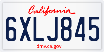 CA license plate 6XLJ845