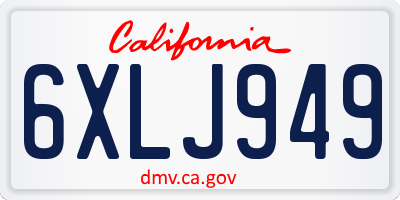CA license plate 6XLJ949