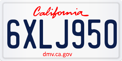 CA license plate 6XLJ950