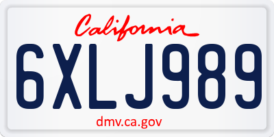 CA license plate 6XLJ989