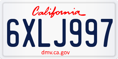 CA license plate 6XLJ997