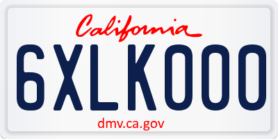 CA license plate 6XLK000