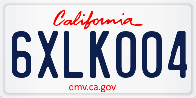 CA license plate 6XLK004