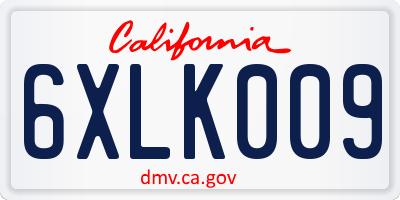 CA license plate 6XLK009