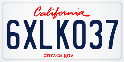 CA license plate 6XLK037