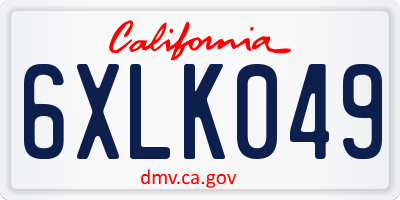 CA license plate 6XLK049