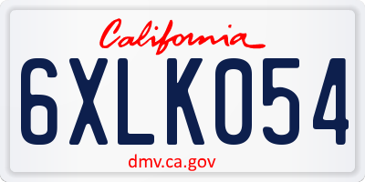 CA license plate 6XLK054