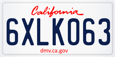 CA license plate 6XLK063