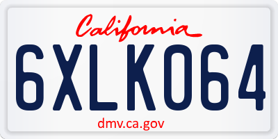 CA license plate 6XLK064