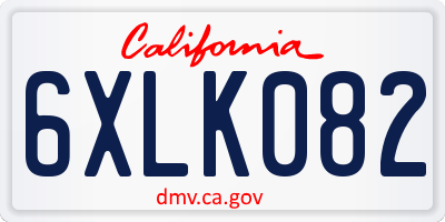 CA license plate 6XLK082