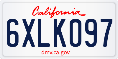 CA license plate 6XLK097
