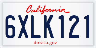 CA license plate 6XLK121