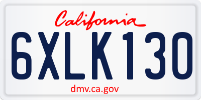 CA license plate 6XLK130