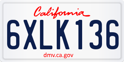 CA license plate 6XLK136