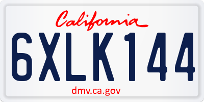 CA license plate 6XLK144