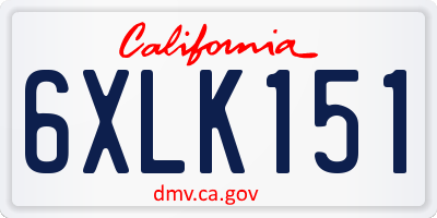 CA license plate 6XLK151