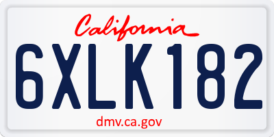 CA license plate 6XLK182