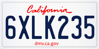 CA license plate 6XLK235