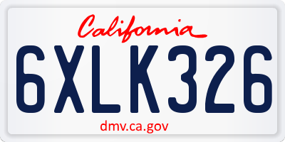 CA license plate 6XLK326