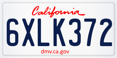 CA license plate 6XLK372