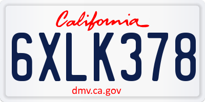 CA license plate 6XLK378