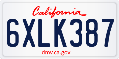 CA license plate 6XLK387