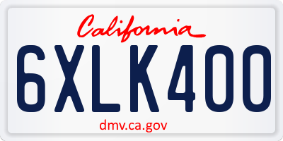 CA license plate 6XLK400