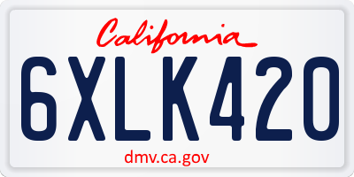 CA license plate 6XLK420