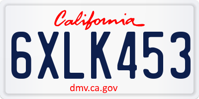 CA license plate 6XLK453