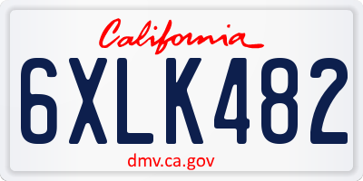 CA license plate 6XLK482