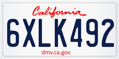 CA license plate 6XLK492