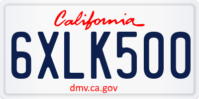 CA license plate 6XLK500