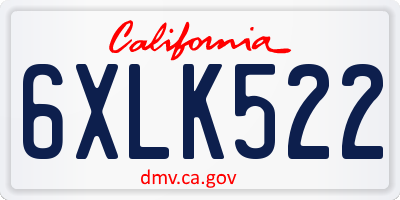 CA license plate 6XLK522