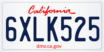 CA license plate 6XLK525