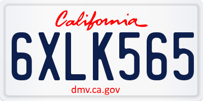 CA license plate 6XLK565