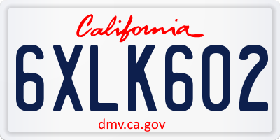 CA license plate 6XLK602