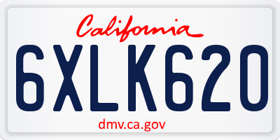 CA license plate 6XLK620