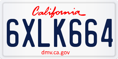 CA license plate 6XLK664