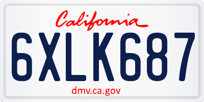 CA license plate 6XLK687