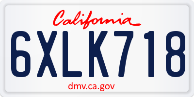 CA license plate 6XLK718