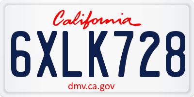 CA license plate 6XLK728