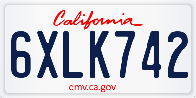 CA license plate 6XLK742