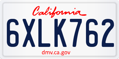 CA license plate 6XLK762
