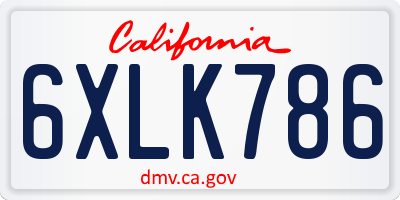 CA license plate 6XLK786