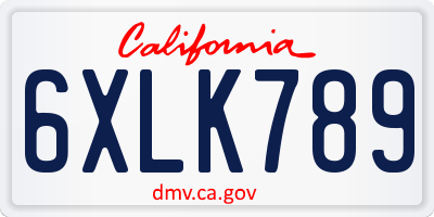 CA license plate 6XLK789
