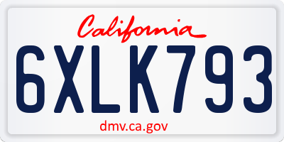CA license plate 6XLK793