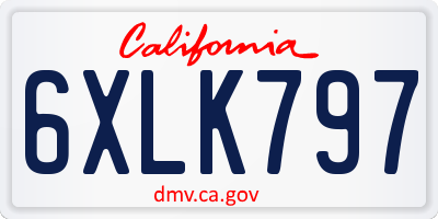 CA license plate 6XLK797